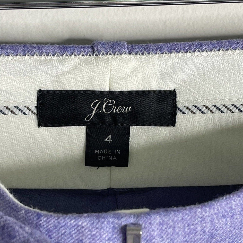 J. Crew Heathered Blue Lavender Trouser 4 High Rise Wool Blend Flannel Pants - Picture 7 of 8